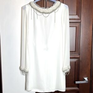 ABS white dress with pearls size 2 ( xsmall )